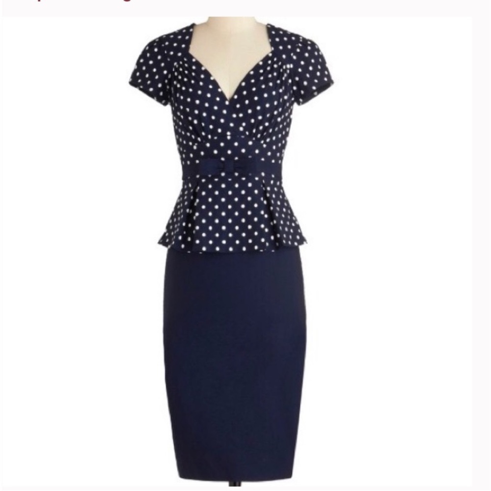 Stop Staring vintage retro peplum midi polka dot dress